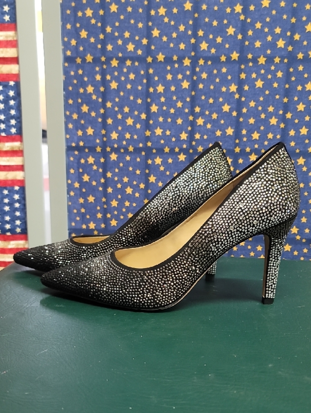 ANTONIO MELANI Black Sparkling Pointed-Toe Pumps - Picture 2 of 6
